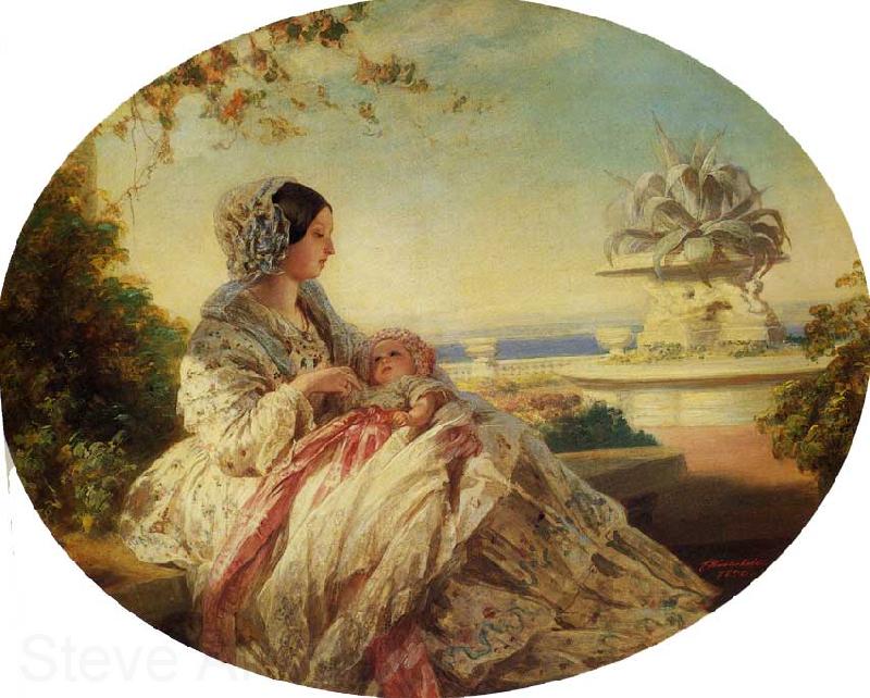 Franz Xaver Winterhalter Queen Victoria with Prince Arthur Germany oil painting art